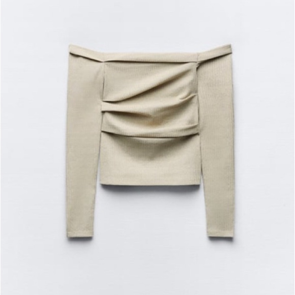 ZARA metallic thread off the shoulder top